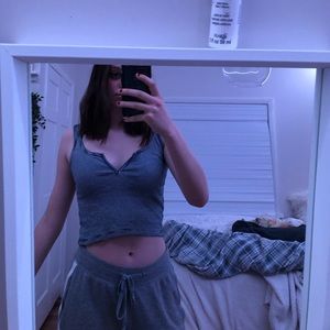 brandy melville blue and white striped tank top